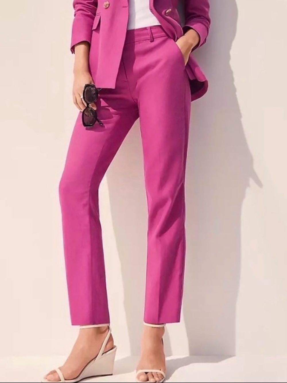 LOFT The Devlin Slim Fuchsia Dress Pants Size 14 - Picture 2 of 9